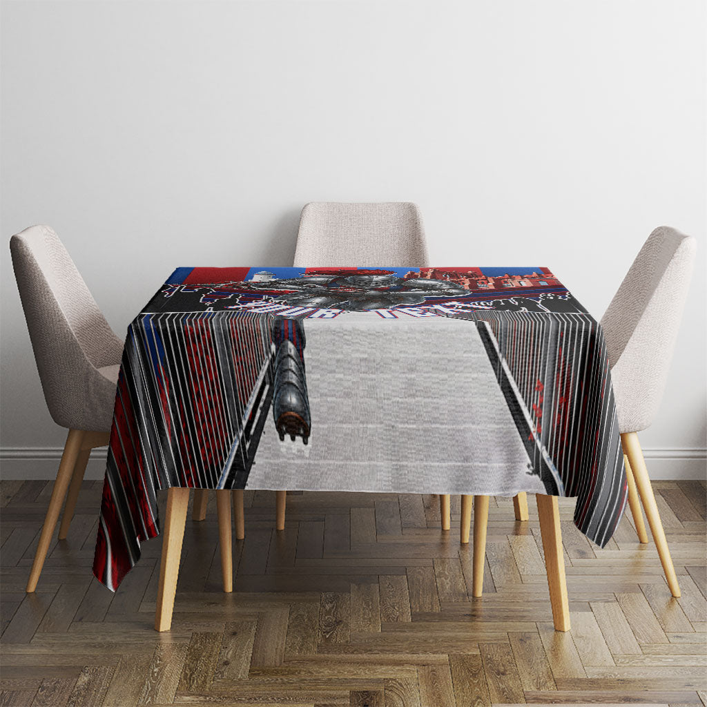 Personalised Newcastle Knights Rugby Tablecloth Armored Knight Mascot City Landmark Graphic