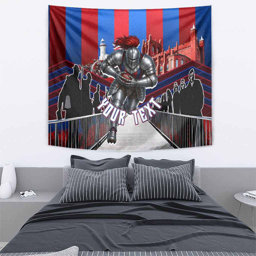 Personalised Newcastle Knights Rugby Tapestry Armored Knight Mascot City Landmark Graphic