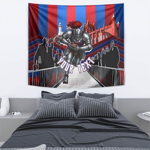 Personalised Newcastle Knights Rugby Tapestry Armored Knight Mascot City Landmark Graphic