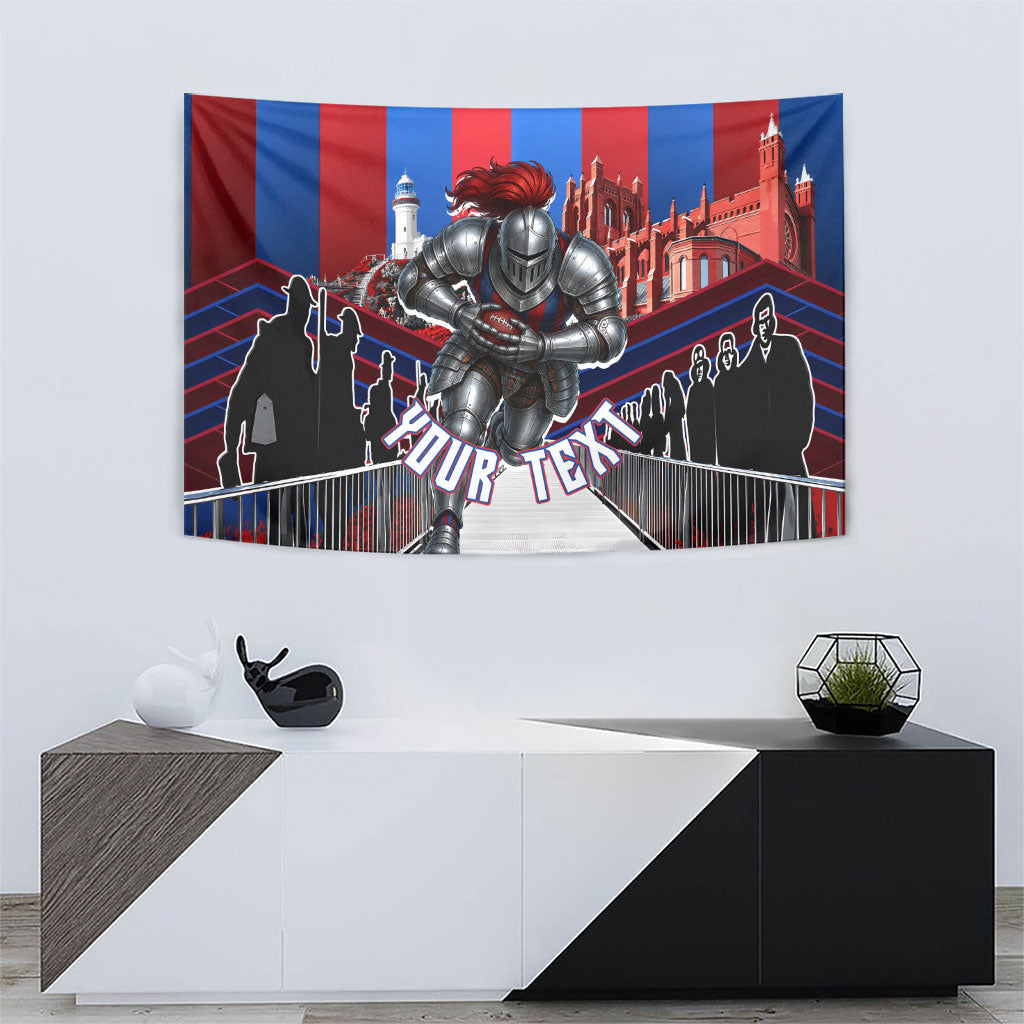 Personalised Newcastle Knights Rugby Tapestry Armored Knight Mascot City Landmark Graphic