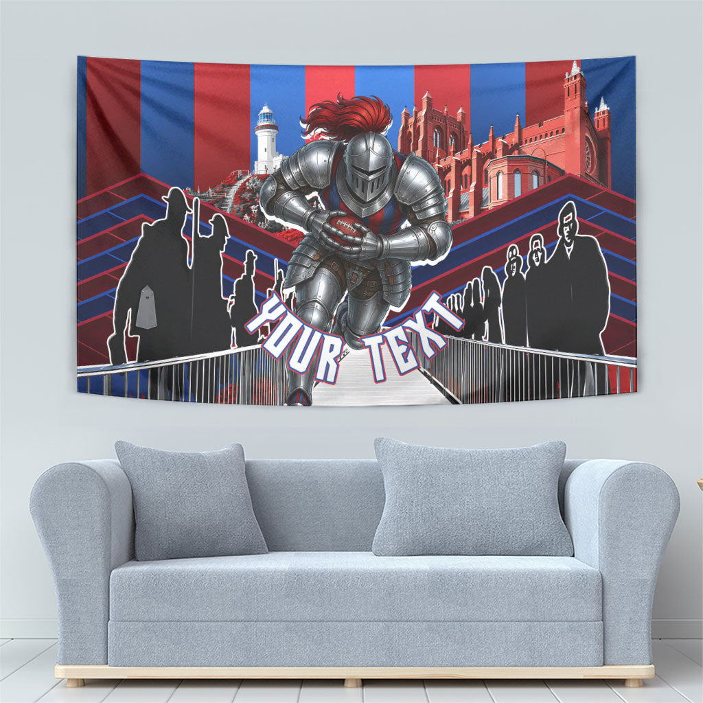 Personalised Newcastle Knights Rugby Tapestry Armored Knight Mascot City Landmark Graphic
