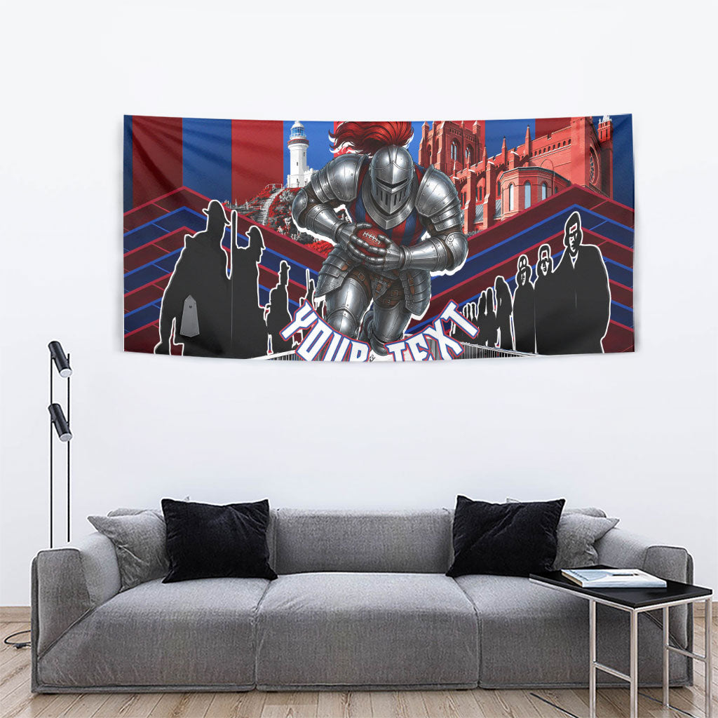 Personalised Newcastle Knights Rugby Tapestry Armored Knight Mascot City Landmark Graphic