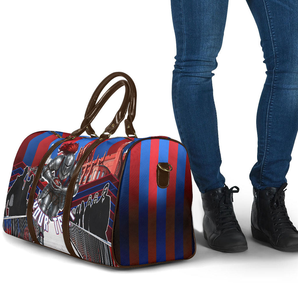 Personalised Newcastle Knights Rugby Travel Bag Armored Knight Mascot City Landmark Graphic
