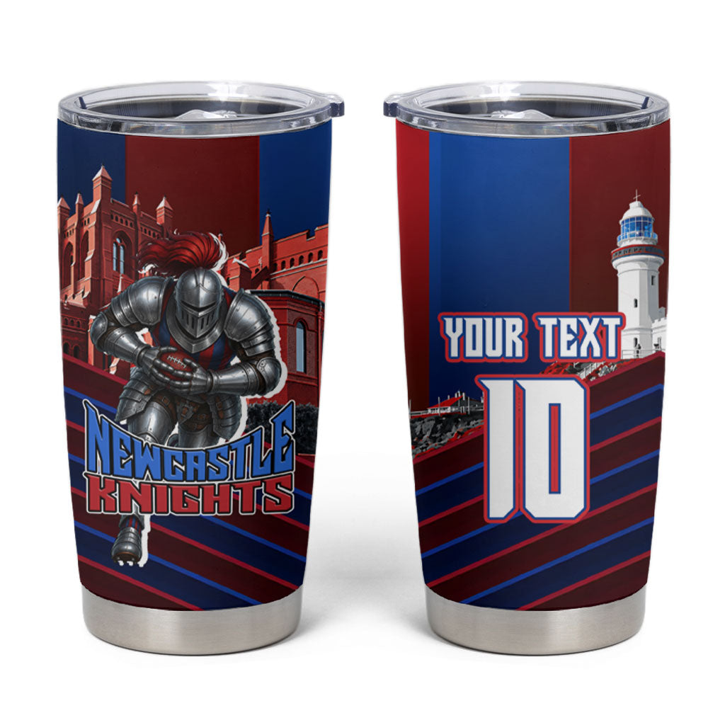 Personalised Newcastle Knights Rugby Tumbler Cup Armored Knight Mascot City Landmark Graphic