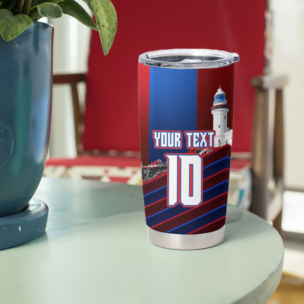 Personalised Newcastle Knights Rugby Tumbler Cup Armored Knight Mascot City Landmark Graphic