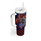 Personalised Newcastle Knights Rugby Tumbler With Handle Armored Knight Mascot City Landmark Graphic
