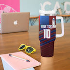 Personalised Newcastle Knights Rugby Tumbler With Handle Armored Knight Mascot City Landmark Graphic