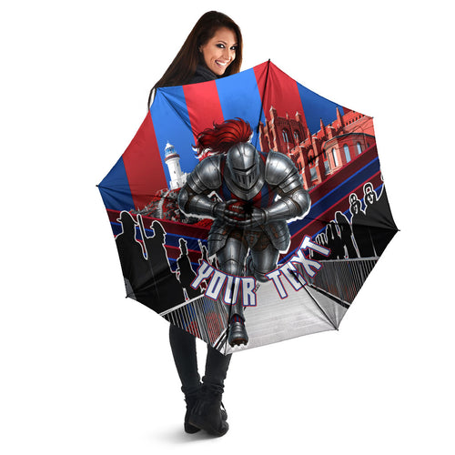 Personalised Newcastle Knights Rugby Umbrella Armored Knight Mascot City Landmark Graphic