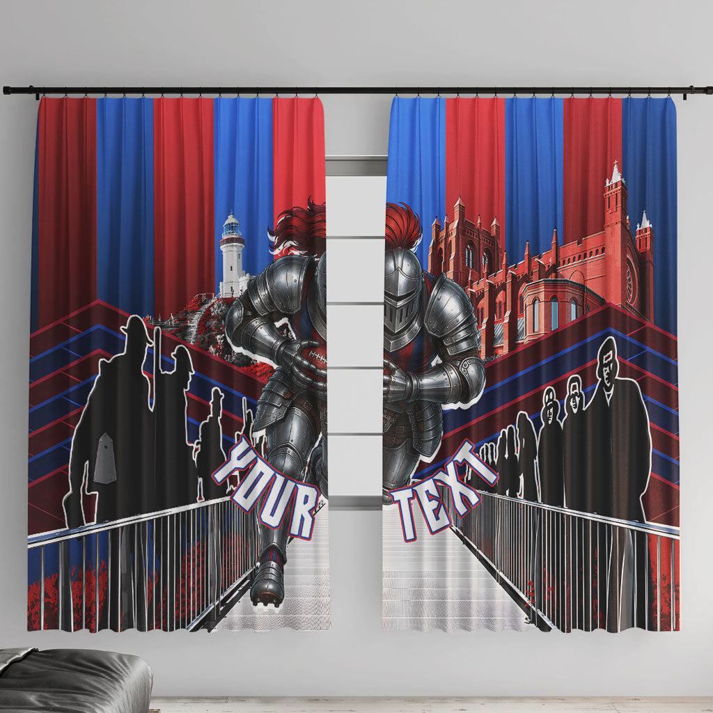 Personalised Newcastle Knights Rugby Window Curtain Armored Knight Mascot City Landmark Graphic