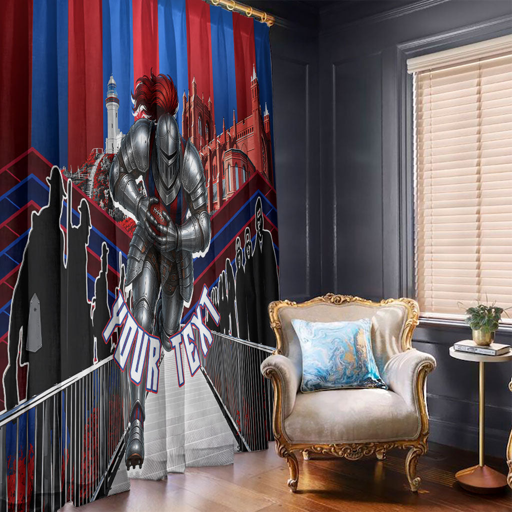 Personalised Newcastle Knights Rugby Window Curtain Armored Knight Mascot City Landmark Graphic