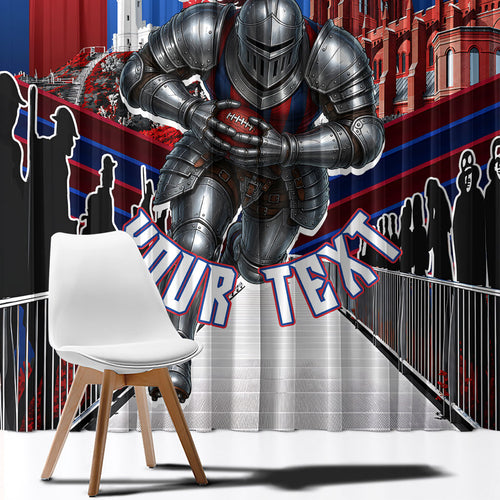 Personalised Newcastle Knights Rugby Window Curtain Armored Knight Mascot City Landmark Graphic