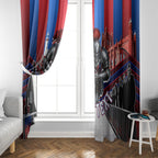 Personalised Newcastle Knights Rugby Window Curtain Armored Knight Mascot City Landmark Graphic