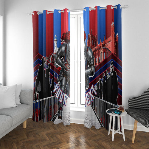 Personalised Newcastle Knights Rugby Window Curtain Armored Knight Mascot City Landmark Graphic