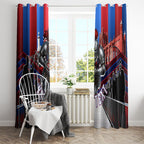 Personalised Newcastle Knights Rugby Window Curtain Armored Knight Mascot City Landmark Graphic