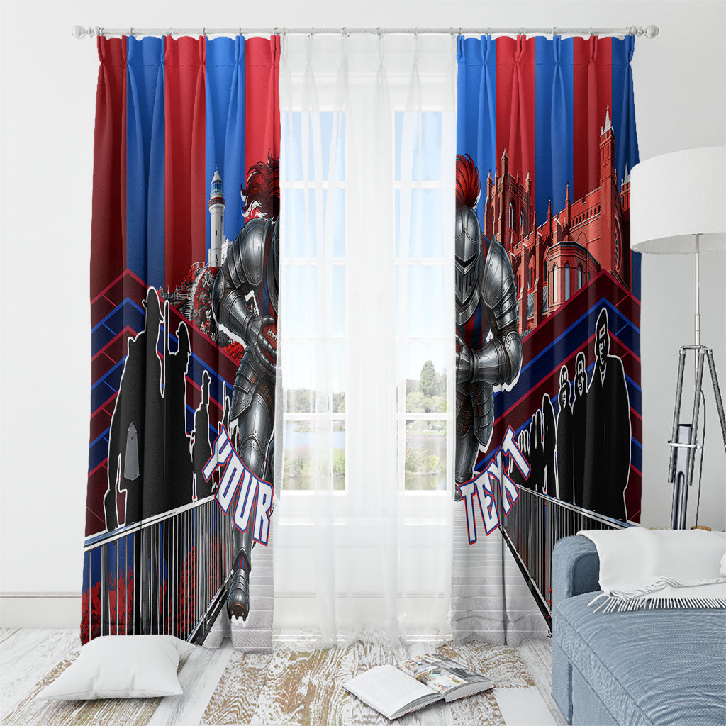 Personalised Newcastle Knights Rugby Window Curtain Armored Knight Mascot City Landmark Graphic