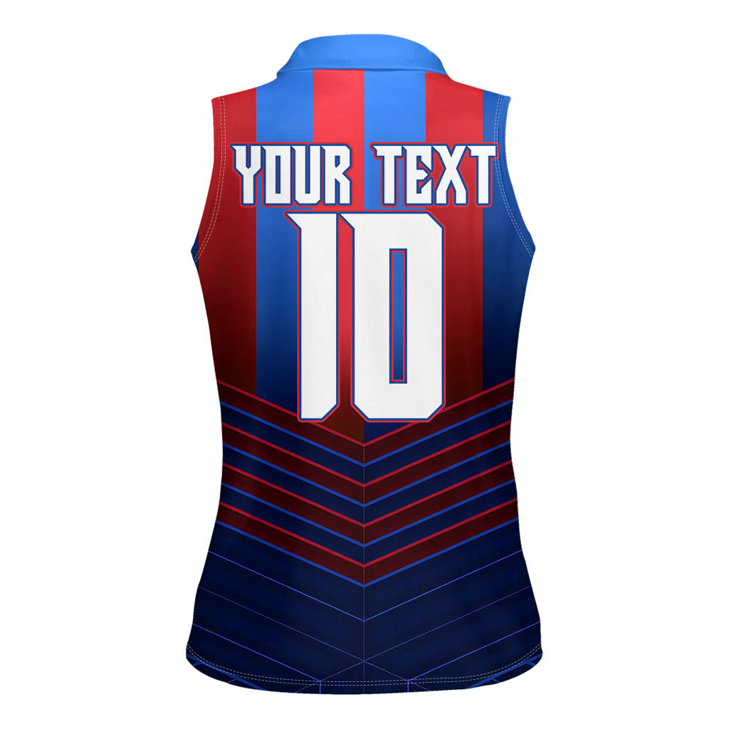 Personalised Newcastle Knights Rugby Women Sleeveless Polo Shirt Armored Knight Mascot City Landmark Graphic