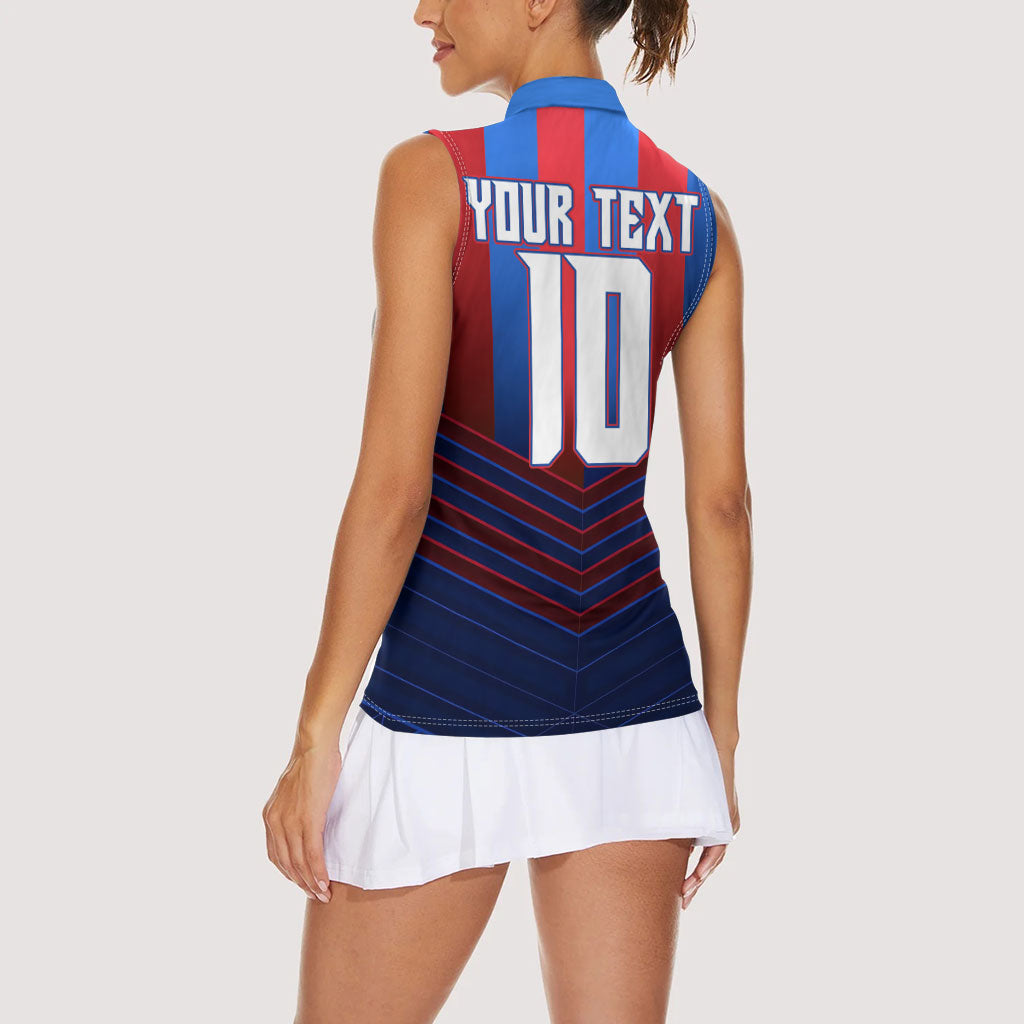 Personalised Newcastle Knights Rugby Women Sleeveless Polo Shirt Armored Knight Mascot City Landmark Graphic