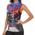 Personalised Newcastle Knights Rugby Women Sleeveless Polo Shirt Armored Knight Mascot City Landmark Graphic