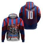 Personalised Newcastle Knights Rugby Zip Hoodie Armored Knight Mascot City Landmark Graphic