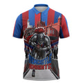 Personalised Newcastle Knights Rugby Zipper Polo Shirt Armored Knight Mascot City Landmark Graphic
