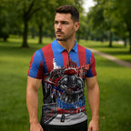 Personalised Newcastle Knights Rugby Zipper Polo Shirt Armored Knight Mascot City Landmark Graphic