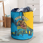 Personalised Gold Coast Titans Rugby Laundry Basket Muscular Titan Mascot City Skyline Graphic