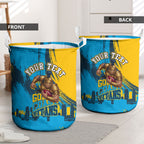 Personalised Gold Coast Titans Rugby Laundry Basket Muscular Titan Mascot City Skyline Graphic