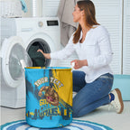 Personalised Gold Coast Titans Rugby Laundry Basket Muscular Titan Mascot City Skyline Graphic