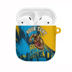 Personalised Gold Coast Titans Rugby AirPods Case Muscular Titan Mascot City Skyline Graphic