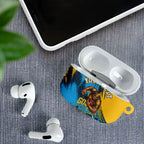 Personalised Gold Coast Titans Rugby AirPods Case Muscular Titan Mascot City Skyline Graphic