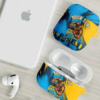 Personalised Gold Coast Titans Rugby AirPods Case Muscular Titan Mascot City Skyline Graphic