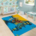 Personalised Gold Coast Titans Rugby Area Rug Muscular Titan Mascot City Skyline Graphic