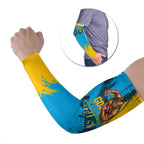 Personalised Gold Coast Titans Rugby Arm Sleeves Muscular Titan Mascot City Skyline Graphic