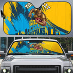 Personalised Gold Coast Titans Rugby Auto Sun Shade Muscular Titan Mascot City Skyline Graphic