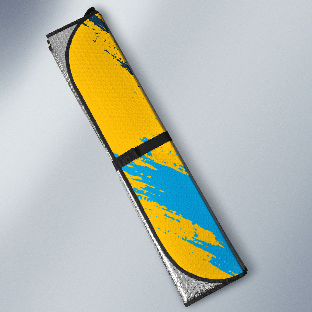 Personalised Gold Coast Titans Rugby Auto Sun Shade Muscular Titan Mascot City Skyline Graphic