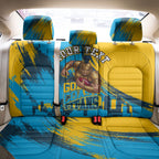 Personalised Gold Coast Titans Rugby Back Car Seat Cover Muscular Titan Mascot City Skyline Graphic