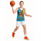 Personalised Gold Coast Titans Rugby Basketball Jersey Muscular Titan Mascot City Skyline Graphic
