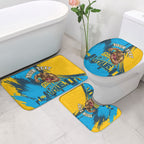 Personalised Gold Coast Titans Rugby Bathroom Set Muscular Titan Mascot City Skyline Graphic