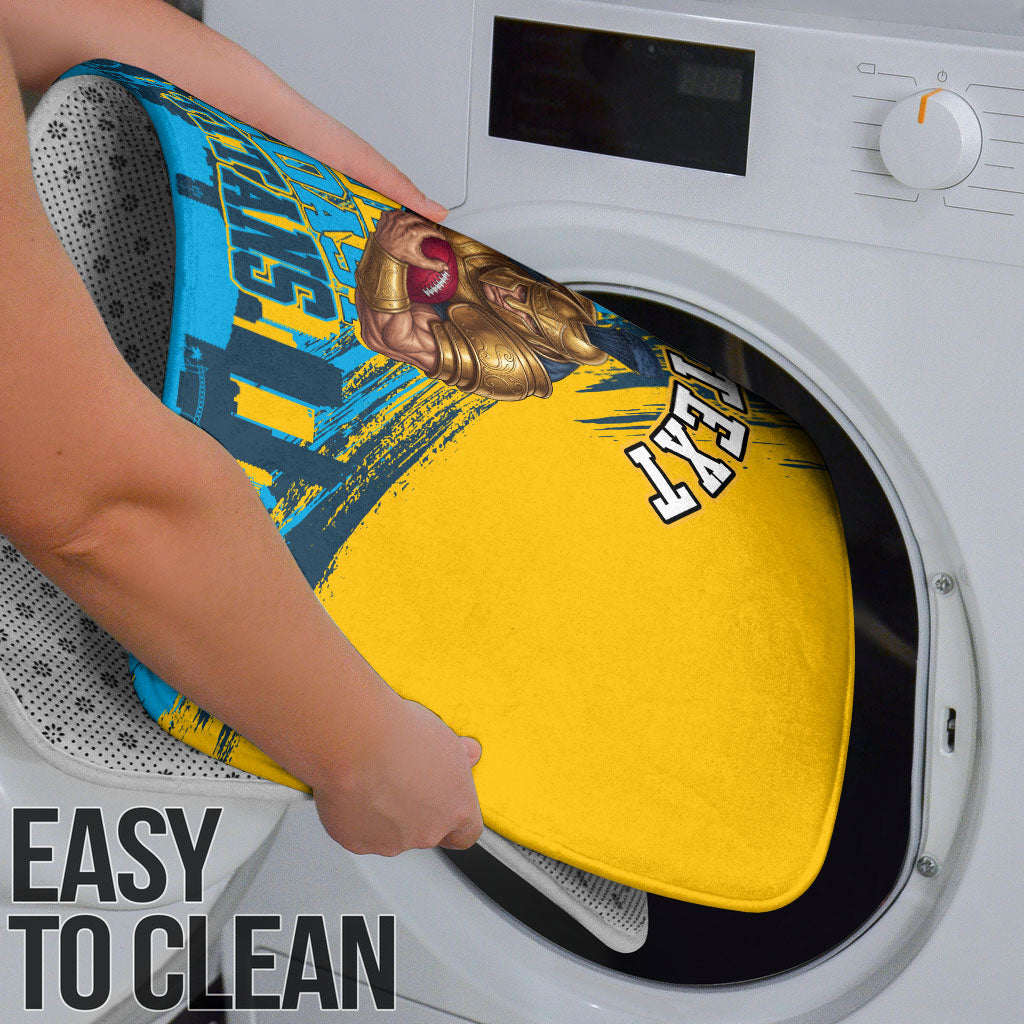 Personalised Gold Coast Titans Rugby Bathroom Set Muscular Titan Mascot City Skyline Graphic