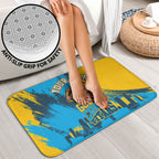 Personalised Gold Coast Titans Rugby Bathroom Set Muscular Titan Mascot City Skyline Graphic