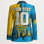 Personalised Gold Coast Titans Rugby Blazer Muscular Titan Mascot City Skyline Graphic