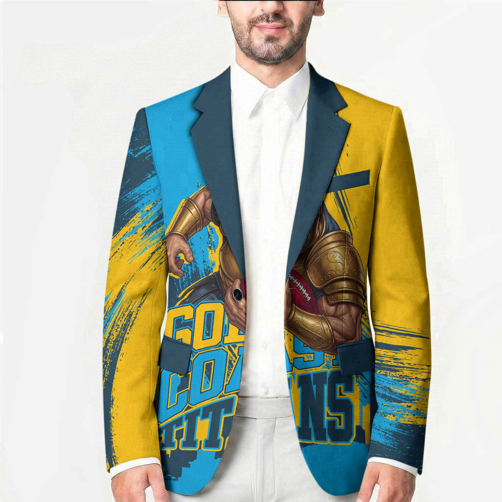 Personalised Gold Coast Titans Rugby Blazer Muscular Titan Mascot City Skyline Graphic