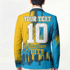 Personalised Gold Coast Titans Rugby Blazer Muscular Titan Mascot City Skyline Graphic