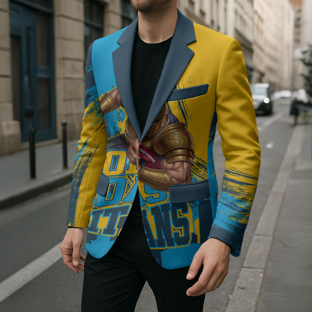 Personalised Gold Coast Titans Rugby Blazer Muscular Titan Mascot City Skyline Graphic