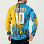 Personalised Gold Coast Titans Rugby Button Sweatshirt Muscular Titan Mascot City Skyline Graphic