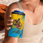 Personalised Gold Coast Titans Rugby 4 in 1 Can Cooler Tumbler Muscular Titan Mascot City Skyline Graphic