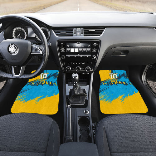 Personalised Gold Coast Titans Rugby Car Mats Muscular Titan Mascot City Skyline Graphic