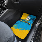 Personalised Gold Coast Titans Rugby Car Mats Muscular Titan Mascot City Skyline Graphic