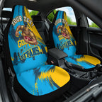Personalised Gold Coast Titans Rugby Car Seat Cover Muscular Titan Mascot City Skyline Graphic