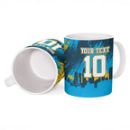 Personalised Gold Coast Titans Rugby Ceramic Mug Muscular Titan Mascot City Skyline Graphic
